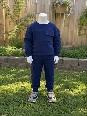 Cat & Jack Navy Blue Kids Two-Piece Jumpsuit Set